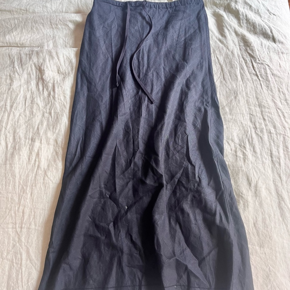 Kate Hill casual black linen Maxi Skirt